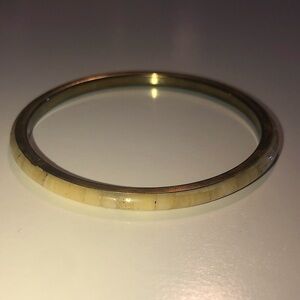 VTG 70s Brass & Natural Bone Inlay Boho Stacking Bangle 8” / 2.6” Diameter